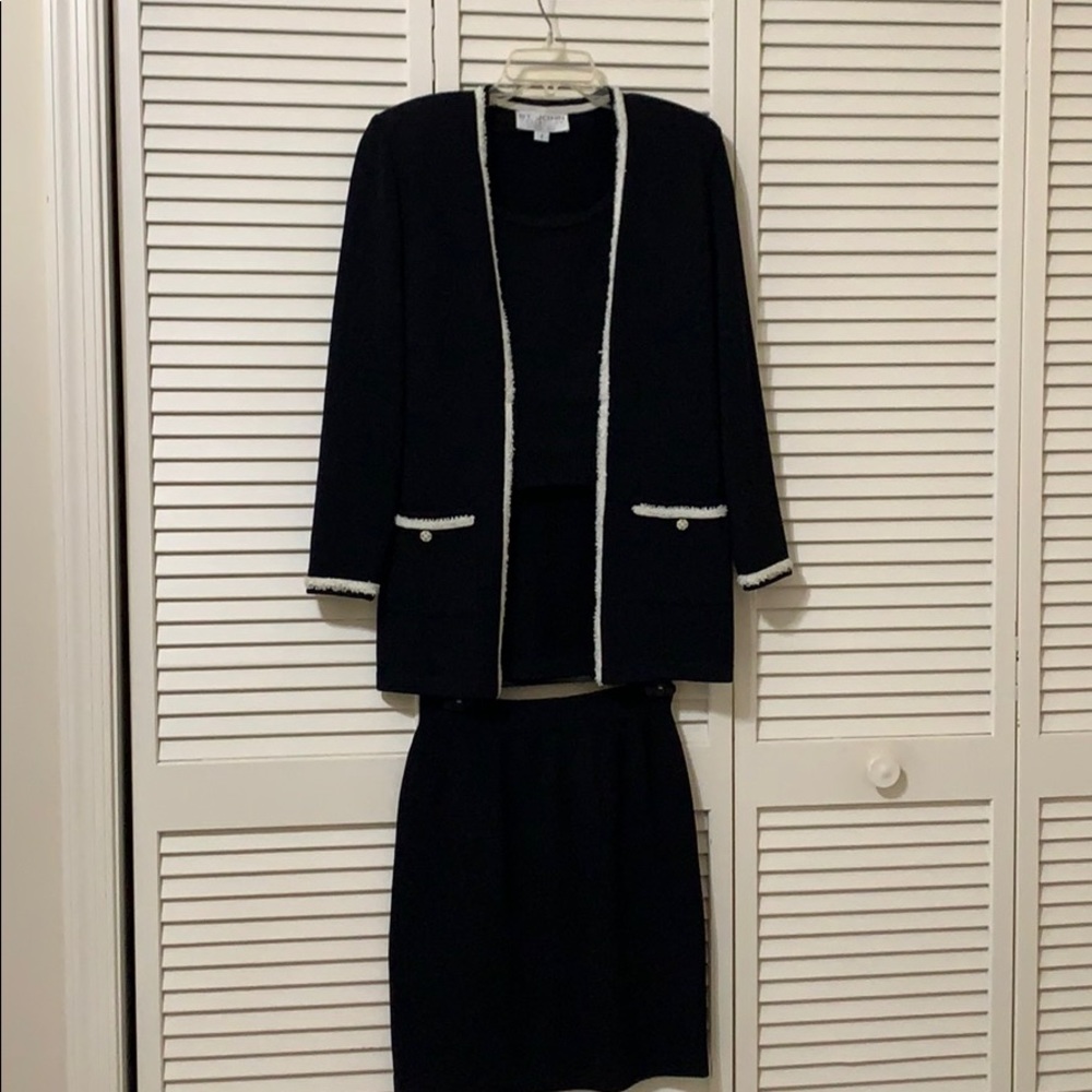Vintage St. John 3 piece black skirt suit.